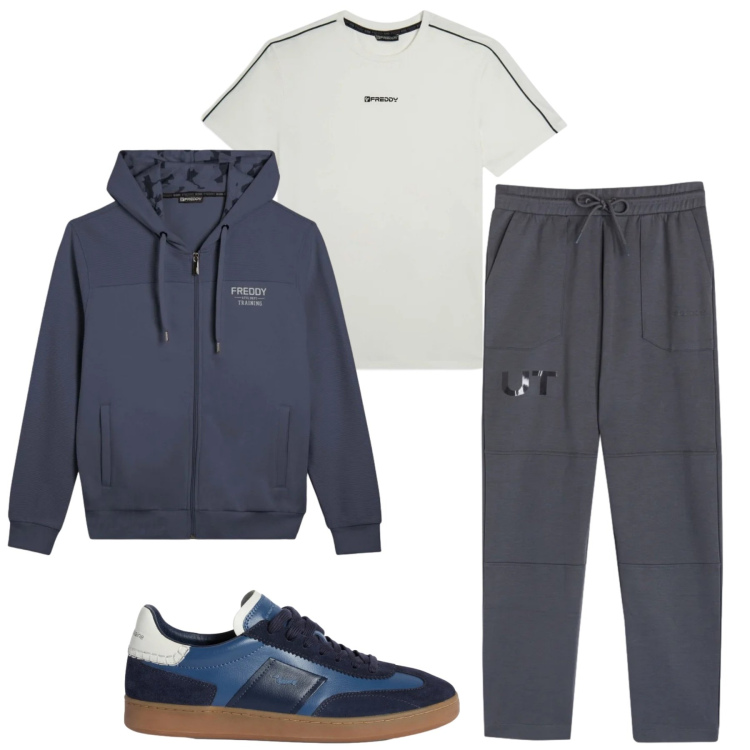 Outfit uomo - Total look #2348890. Stile Casual per Tutti i giorni. Abbinamento con sneakers, t-shirt sportive, pantaloni, felpe con cappuccio.