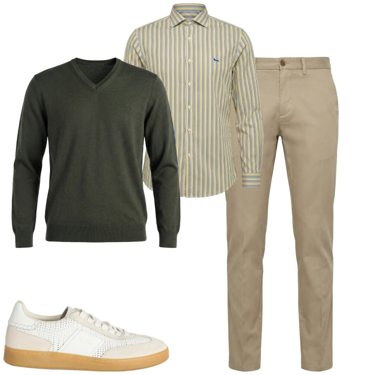 Outfit uomo - Total look #2348908. Stile Urban per Tutti i giorni. Abbinamento con sneakers, pantaloni chino, pullovers, camicie.