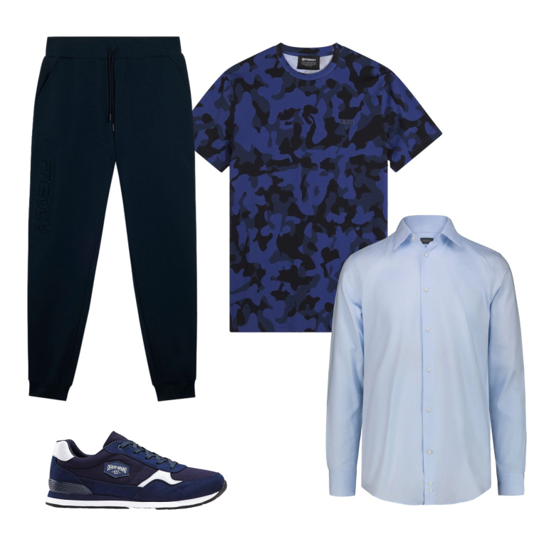 Outfit uomo - Total look #2348916. Stile Trendy per Tutti i giorni. Abbinamento con sneakers, pantaloni, t-shirt, camicie.