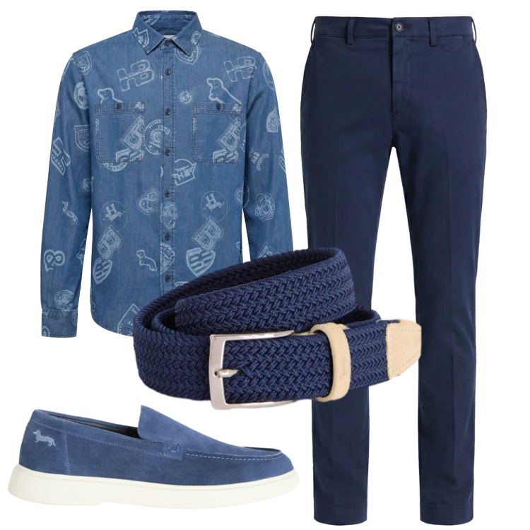 Outfit uomo - Total look #2348923. Stile Casual per Tutti i giorni. Abbinamento con cinture, camicie, pantaloni chino, sneakers.