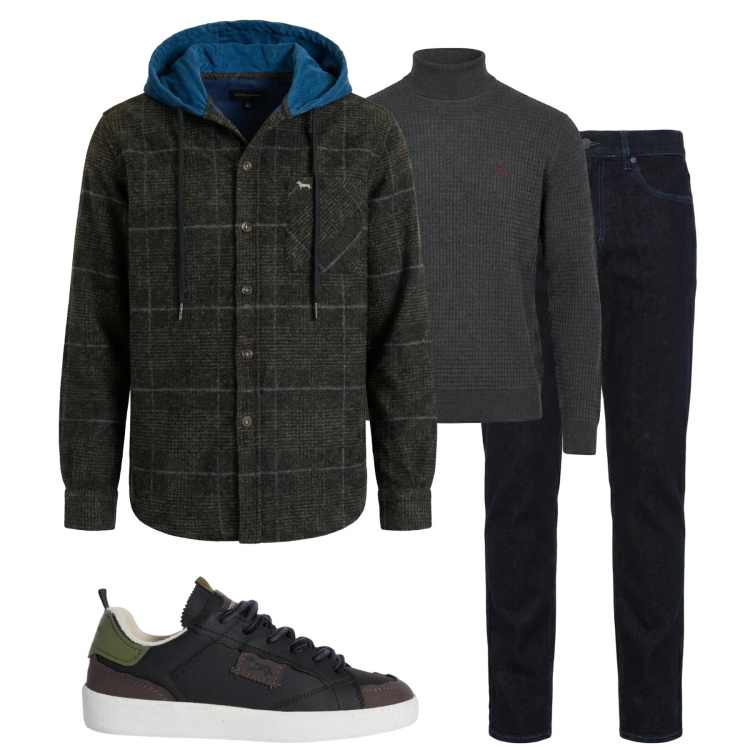 Outfit uomo - Total look #2348928. Stile Casual per Tutti i giorni. Abbinamento con sneakers, jeans, cappotti, maglieria.
