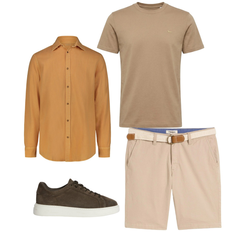 Outfit uomo - Total look #2348940. Stile Casual per Tutti i giorni. Abbinamento con bermuda, sneakers, t-shirt, camicie.
