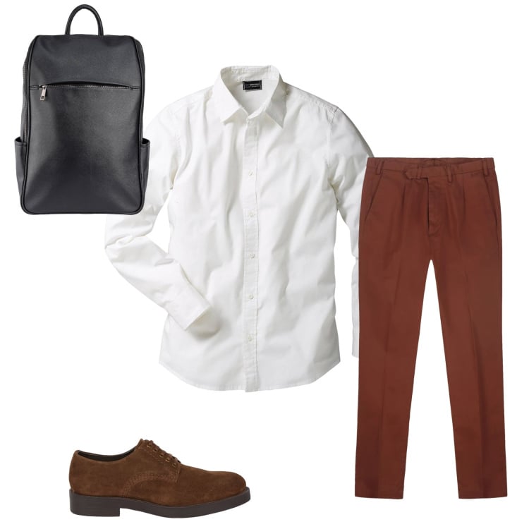 Outfit uomo - Total look #2348943. Stile Casual per Ufficio. Abbinamento con camicie, scarpe stringate, pantaloni, borse sportive.