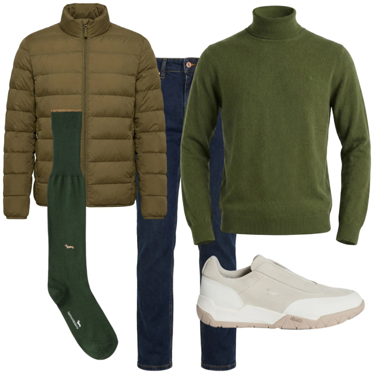 Outfit uomo - Total look #2348951. Stile Casual per Tutti i giorni. Abbinamento con jeans, calzini, sneakers, bomber, maglieria.