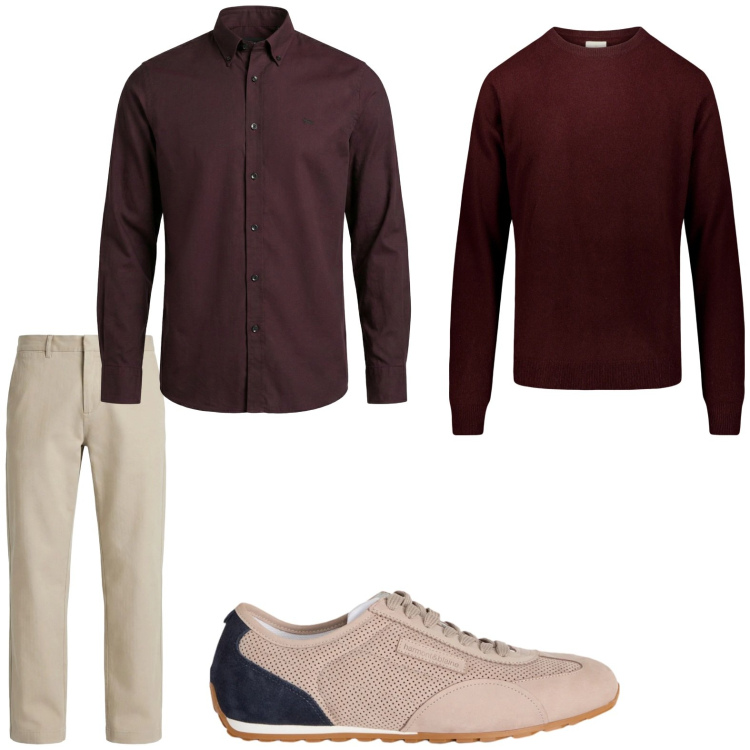 Outfit uomo - Trendy. Stile Trendy per Tutti i giorni. Abbinamento con sneakers, pantaloni cargo, camicie, maglieria.