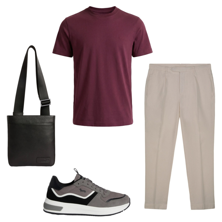 Outfit uomo - Total look #2348953. Stile Casual per Tutti i giorni. Abbinamento con sneakers, t-shirt, borse sportive, pantaloni.