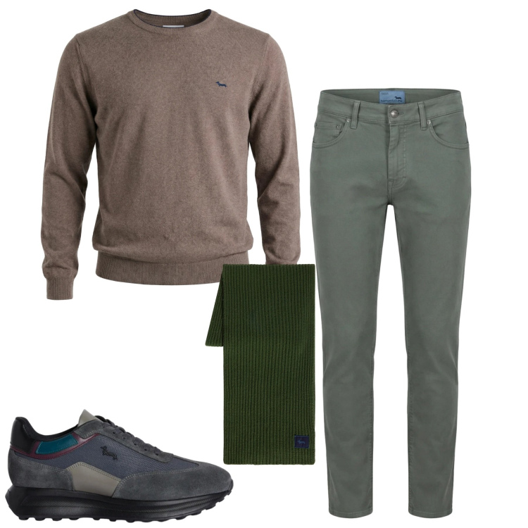 Outfit uomo - Total look #2348956. Stile Urban per Tutti i giorni. Abbinamento con pullovers, sneakers, pantaloni, sciarpe.