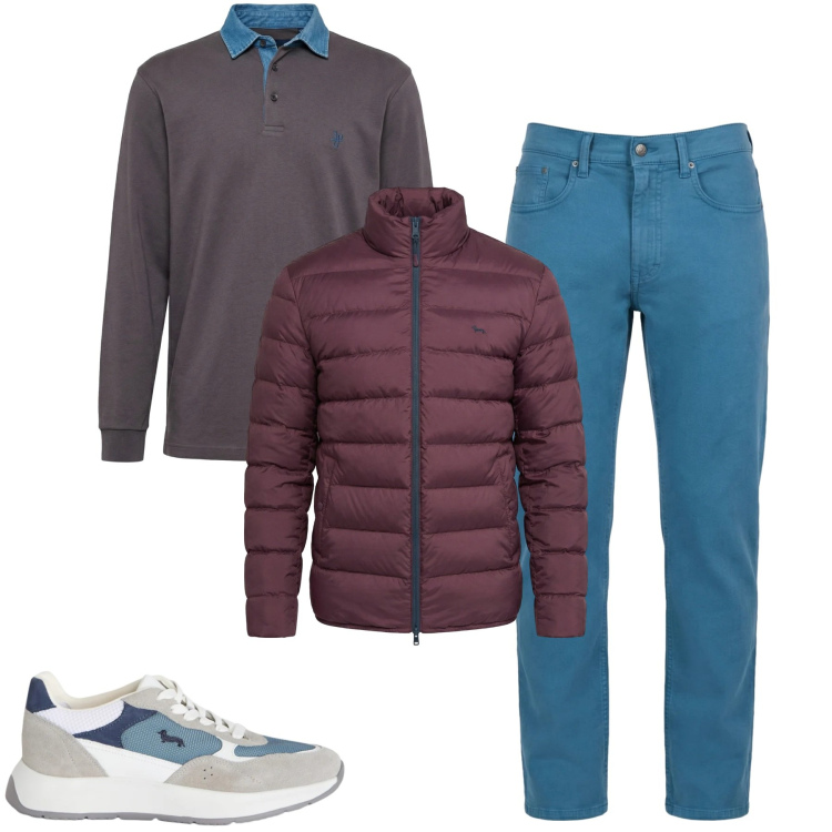 Outfit uomo - Total look #2348960. Stile Urban per Tutti i giorni. Abbinamento con pantaloni, sneakers, polo, bomber.