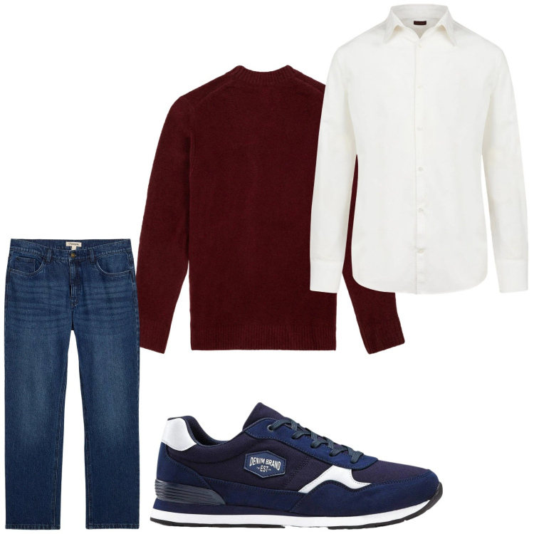 Outfit uomo - Casual. Stile Casual per Tutti i giorni. Abbinamento con sneakers, jeans dritti, camicie, maglieria.