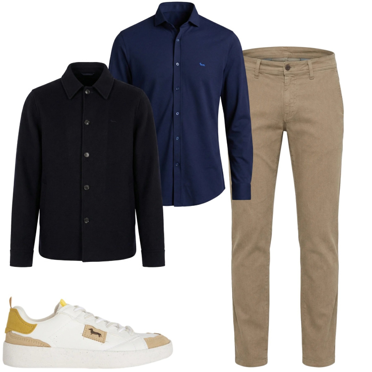 Outfit uomo - Total look #2348977. Stile Casual per Tutti i giorni. Abbinamento con sneakers, cappotti, pantaloni, camicie.