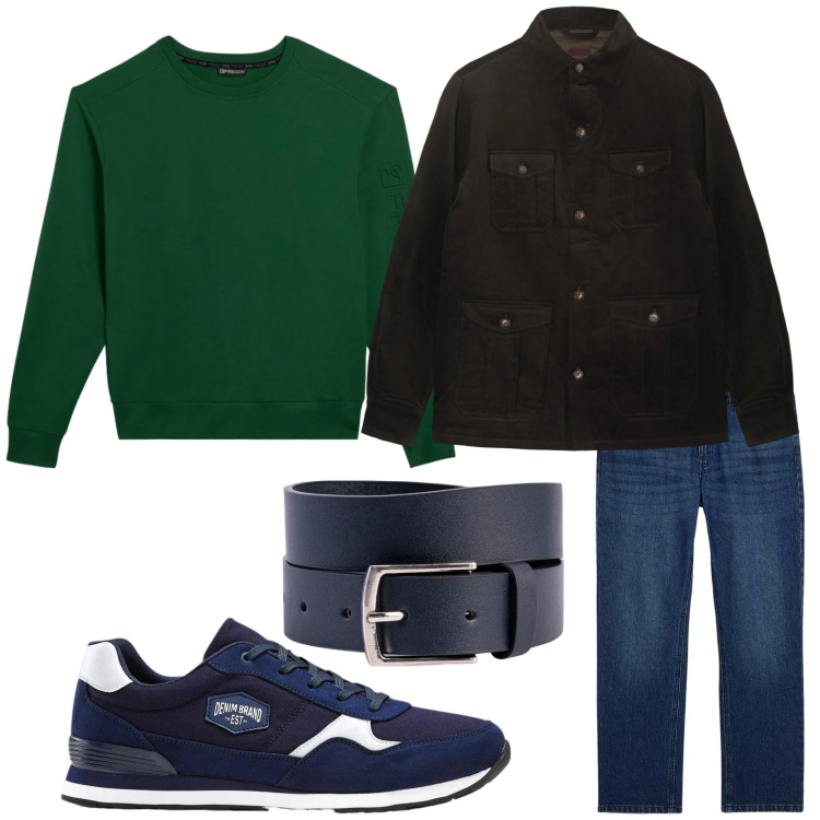 Outfit uomo - Minimal. Stile Casual per Tutti i giorni. Abbinamento con sneakers, jeans dritti, felpe, cinture, cappotti.