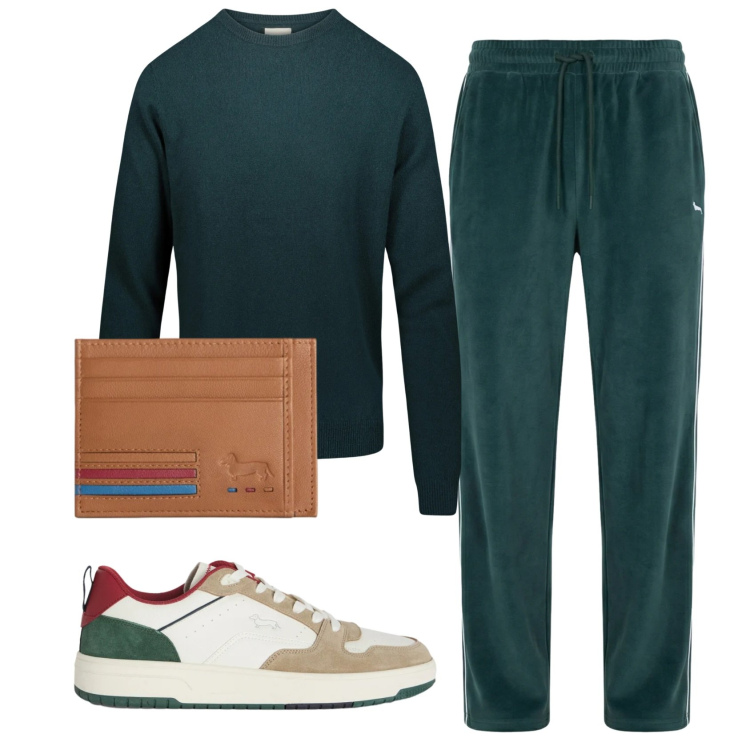Outfit uomo - Total look #2348992. Stile Casual per Tutti i giorni. Abbinamento con sneakers, pantaloni, portafogli, maglieria.