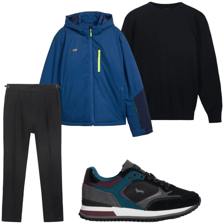 Outfit uomo - Trendy. Stile Trendy per Tutti i giorni. Abbinamento con giacche, sneakers, maglieria, pantaloni.