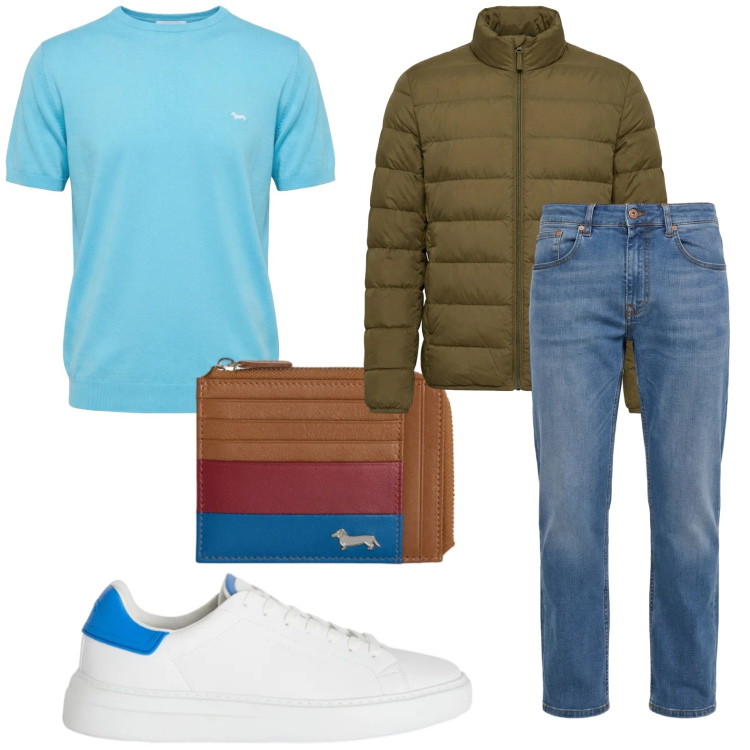 Outfit uomo - Urban. Stile Urban per Tutti i giorni. Abbinamento con t-shirt, portamonete, jeans, sneakers, bomber.