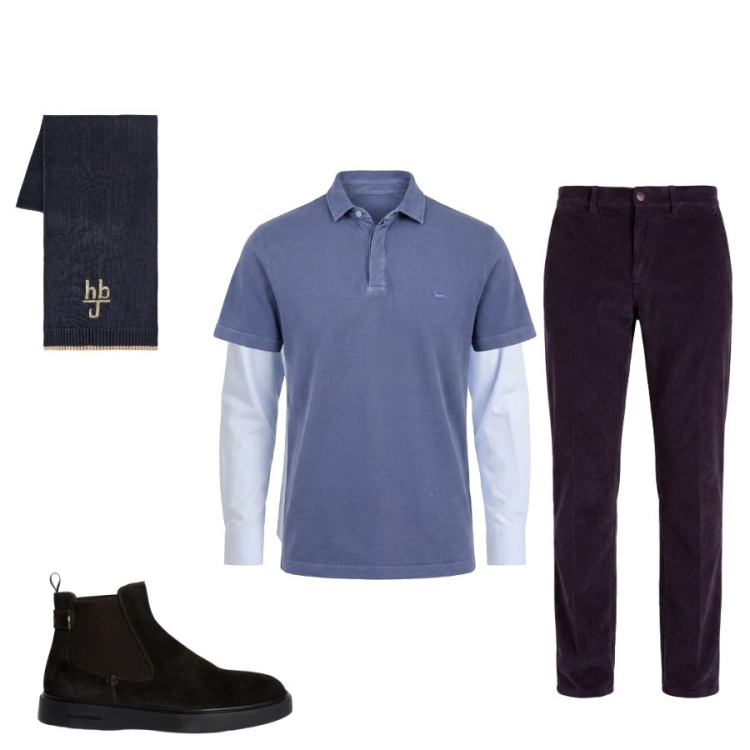 Outfit uomo - Total look #2349013. Stile Casual per Tutti i giorni. Abbinamento con pantaloni chino, stivali e stivaletti, camicie, polo, sciarpe.
