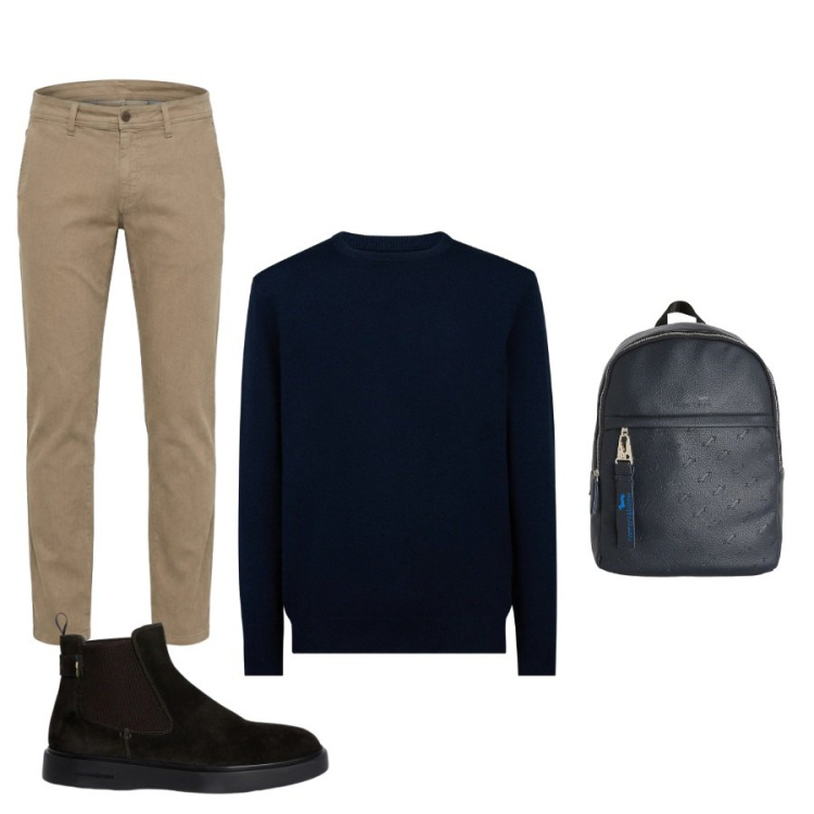 Outfit uomo - Total look #2349015. Stile Casual per Tutti i giorni. Abbinamento con pantaloni, stivali e stivaletti, borse sportive, maglieria.