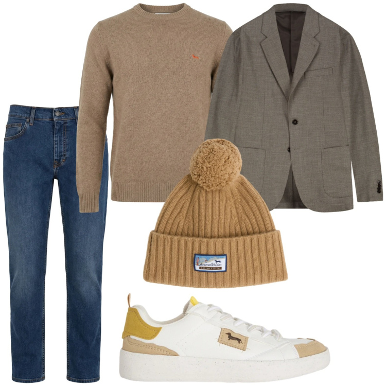 Outfit uomo - Casual. Stile Casual per Tutti i giorni. Abbinamento con jeans, berretti, sneakers, pullovers, giacche.