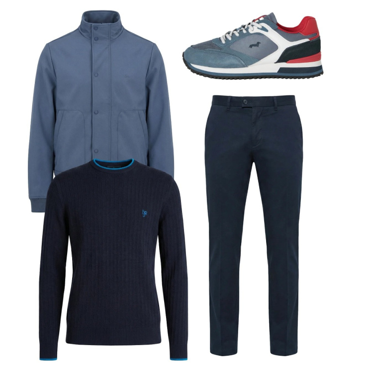Outfit uomo - Total look #2349032. Stile Casual per Tutti i giorni. Abbinamento con sneakers, pantaloni chino, bomber, maglieria.