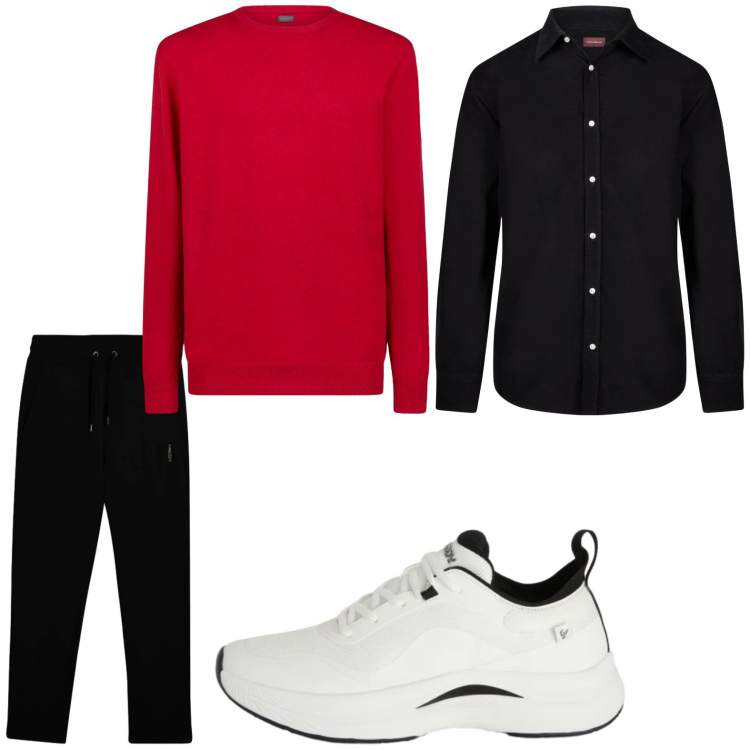 Outfit uomo - Classico casual. Stile Casual per Tutti i giorni. Abbinamento con sneakers, pantaloni, maglieria, camicie.