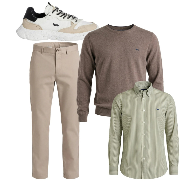 Outfit uomo - City. Stile Casual per Tutti i giorni. Abbinamento con pullovers, pantaloni cargo, sneakers, camicie.
