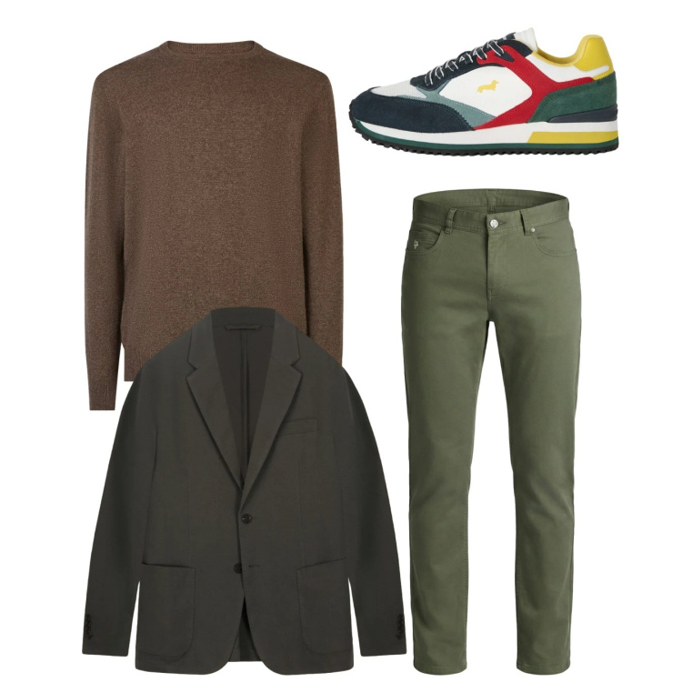 Outfit uomo - City. Stile Casual per Tutti i giorni. Abbinamento con sneakers, pantaloni, maglieria, giacche.
