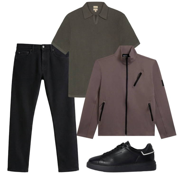 Outfit uomo - City. Stile Casual per Tutti i giorni. Abbinamento con jeans, sneakers, felpe, polo.