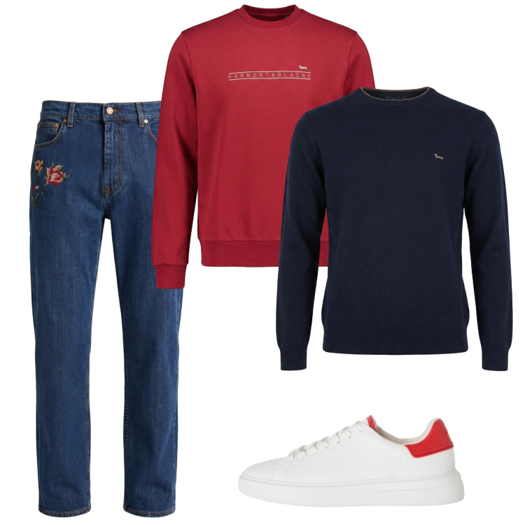 Outfit uomo - City spring so chic. Stile Casual per Tutti i giorni. Abbinamento con jeans, felpe, sneakers, pullovers.