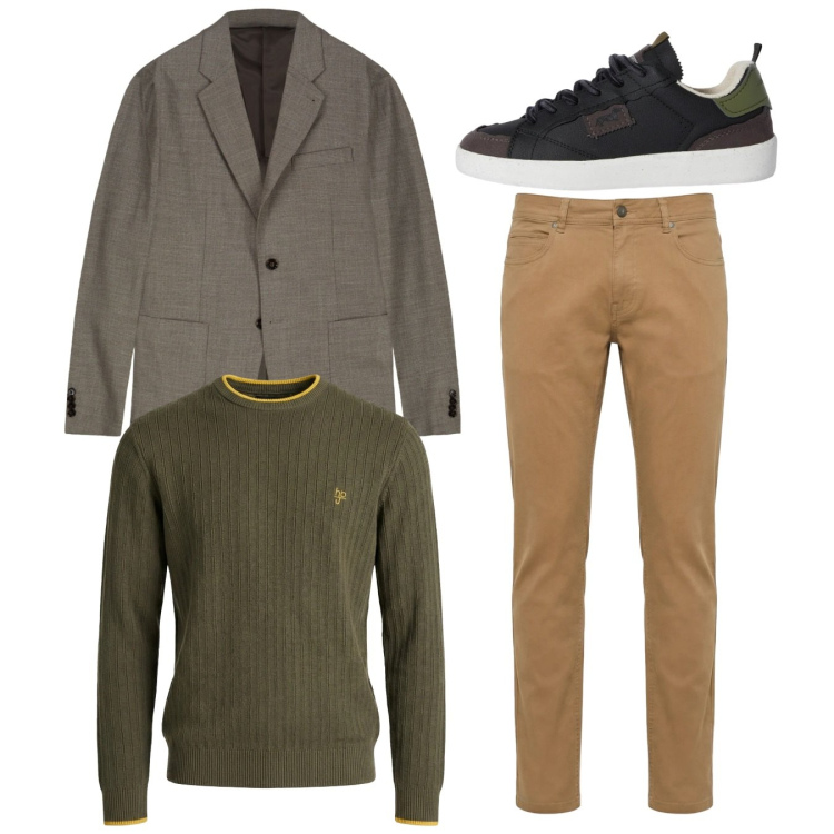 Outfit uomo - City. Stile Casual per Tutti i giorni. Abbinamento con sneakers, pantaloni, maglieria, giacche.
