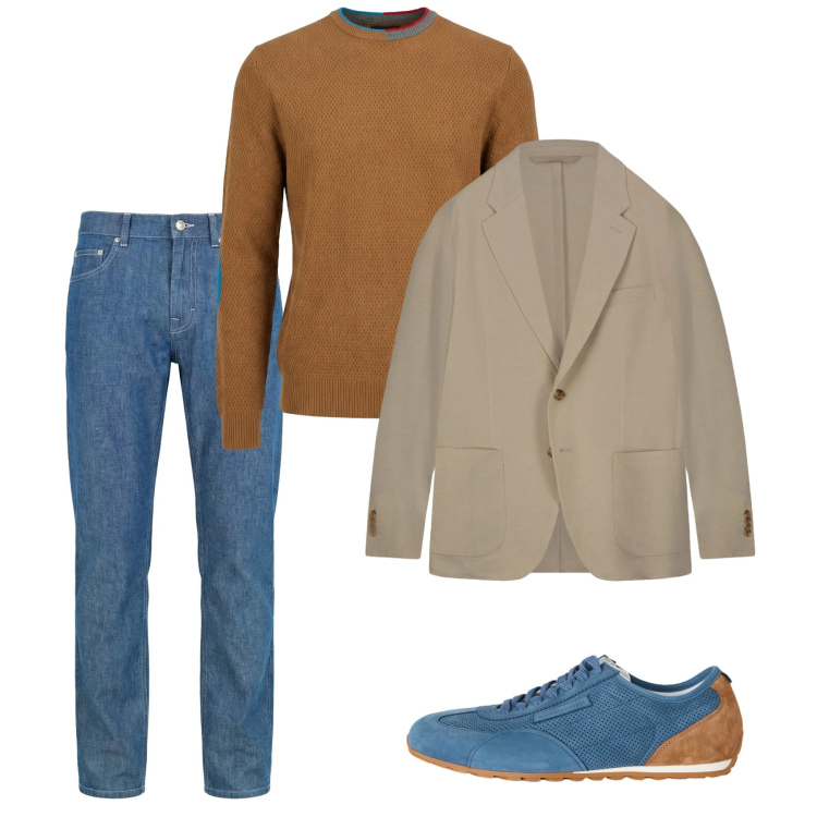 Outfit uomo - Febbraio. Stile Casual per Tutti i giorni. Abbinamento con sneakers, jeans, maglieria, giacche.