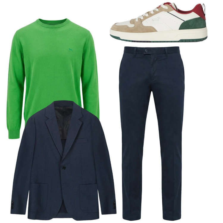 Outfit uomo - City. Stile Casual per Tutti i giorni. Abbinamento con sneakers, pantaloni chino, pullovers, giacche.