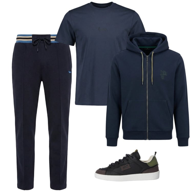 Outfit uomo - City. Stile Casual per Tutti i giorni. Abbinamento con sneakers, t-shirt, pantaloni, felpe con cappuccio.