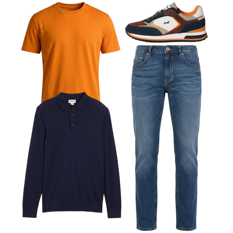 Outfit uomo - Total look #2349092. Stile Casual per Tutti i giorni. Abbinamento con maglieria, jeans, sneakers, t-shirt.