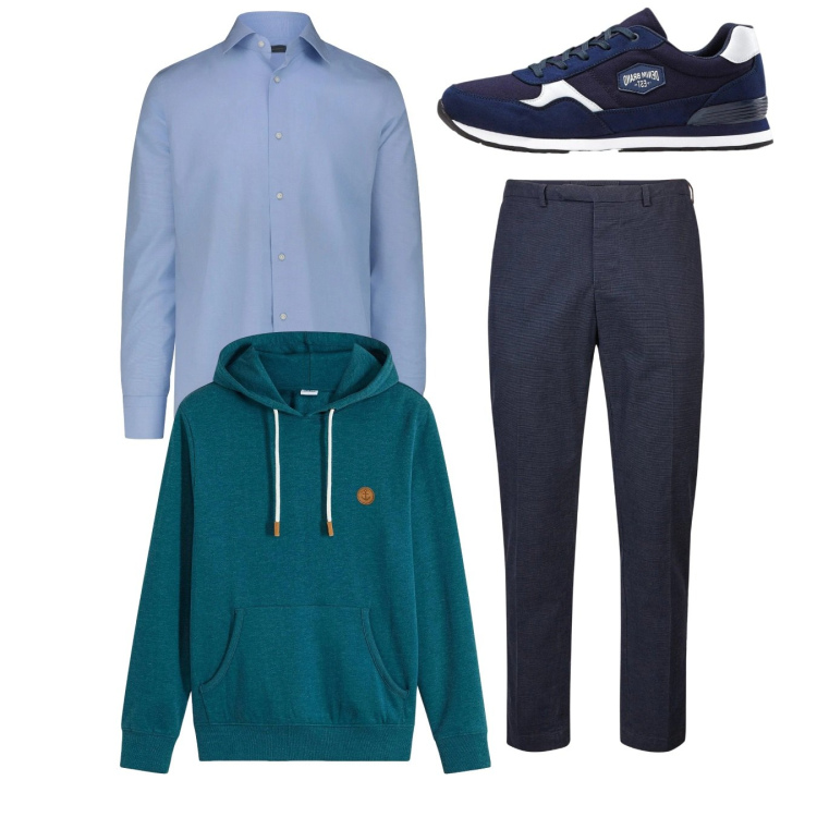 Outfit uomo - Total look #2349102. Stile Casual per Tutti i giorni. Abbinamento con sneakers, felpe con cappuccio, pantaloni, camicie.