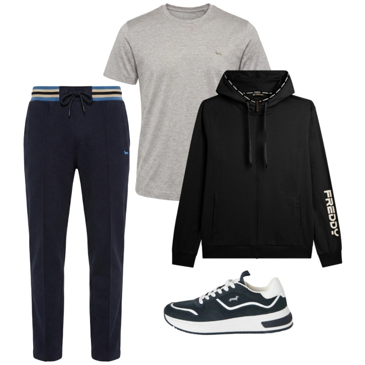 Outfit uomo - City. Stile Casual per Tutti i giorni. Abbinamento con sneakers, t-shirt, pantaloni, felpe con cappuccio.