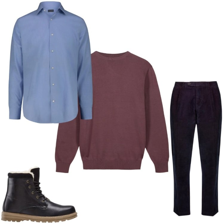 Outfit uomo - Total look #2349107. Stile Urban per Tutti i giorni. Abbinamento con stivali e stivaletti, pantaloni, maglieria, camicie.