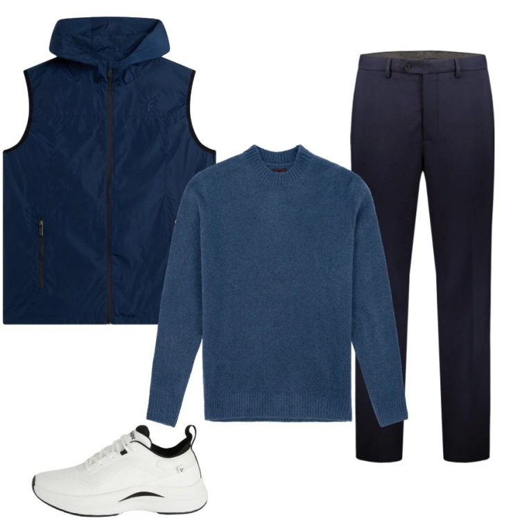 Outfit uomo - Total look #2349139. Stile Trendy per Sport. Abbinamento con piumini, sneakers, pantaloni, maglieria.