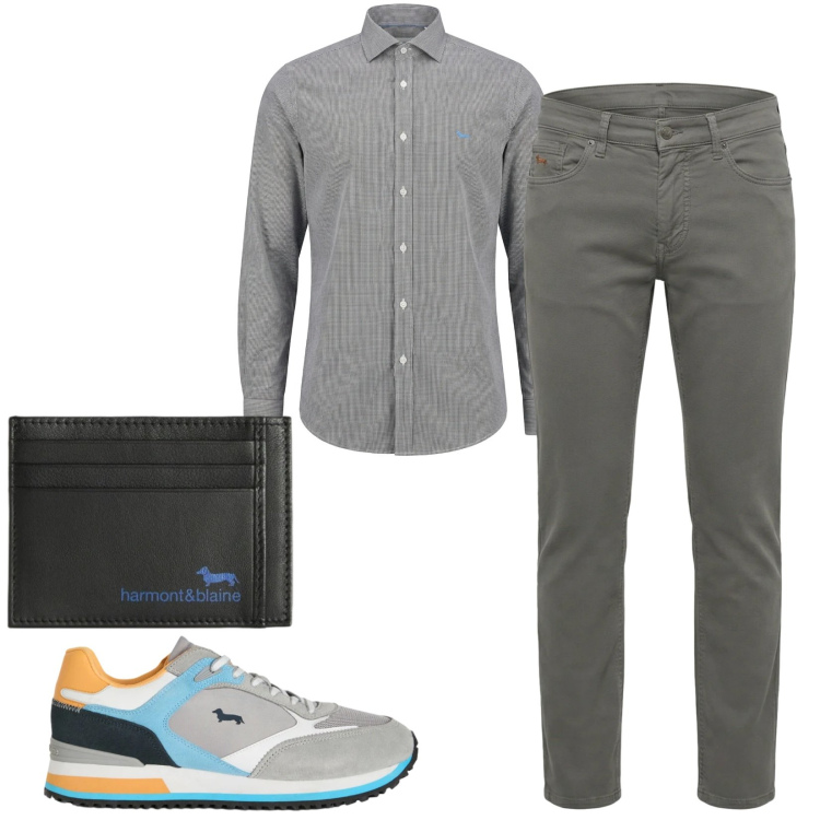 Outfit uomo - Total look #2349140. Stile Casual per Tutti i giorni. Abbinamento con sneakers, pantaloni, camicie, portafogli.