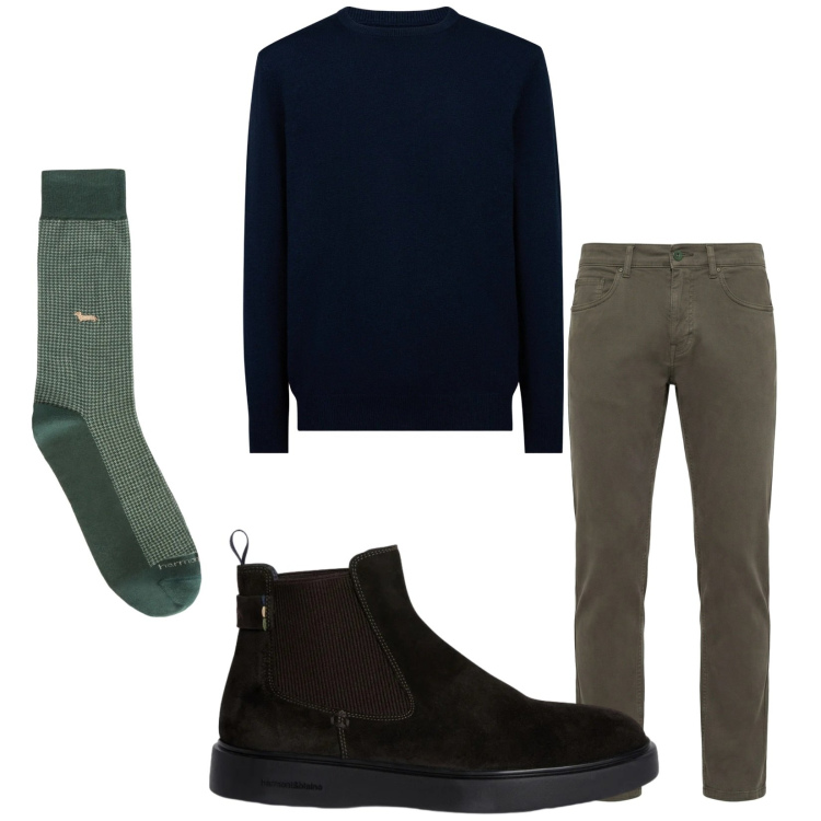 Outfit uomo - Total look #2349143. Stile Casual per Tutti i giorni. Abbinamento con pantaloni, stivali e stivaletti, calzini, maglieria.