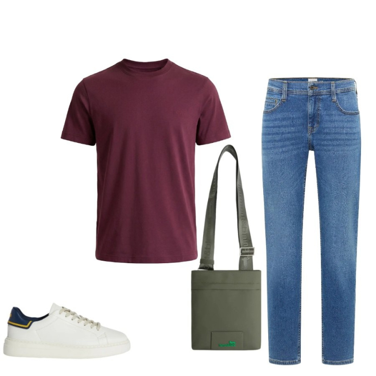 Outfit uomo - Total look #2349169. Stile Trendy per Tutti i giorni. Abbinamento con jeans bootcut, sneakers, t-shirt, borse sportive.