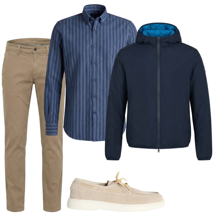 Outfit uomo - Eleganza semplice. Stile Casual per Tutti i giorni. Abbinamento con scarpe stringate, pantaloni, camicie, bomber.