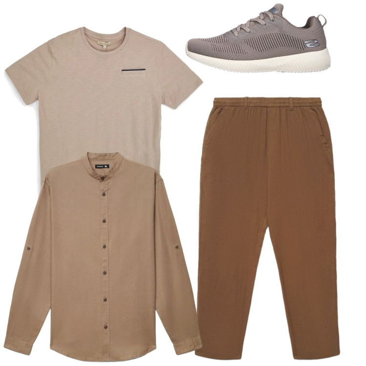 Outfit uomo - Total look. Stile Casual per Tutti i giorni. Abbinamento con camicie, pantaloni, sneakers, t-shirt.