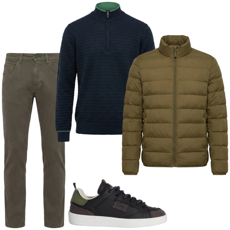 Outfit uomo - My man. Stile Casual per Tutti i giorni. Abbinamento con sneakers, pantaloni, maglieria, bomber.