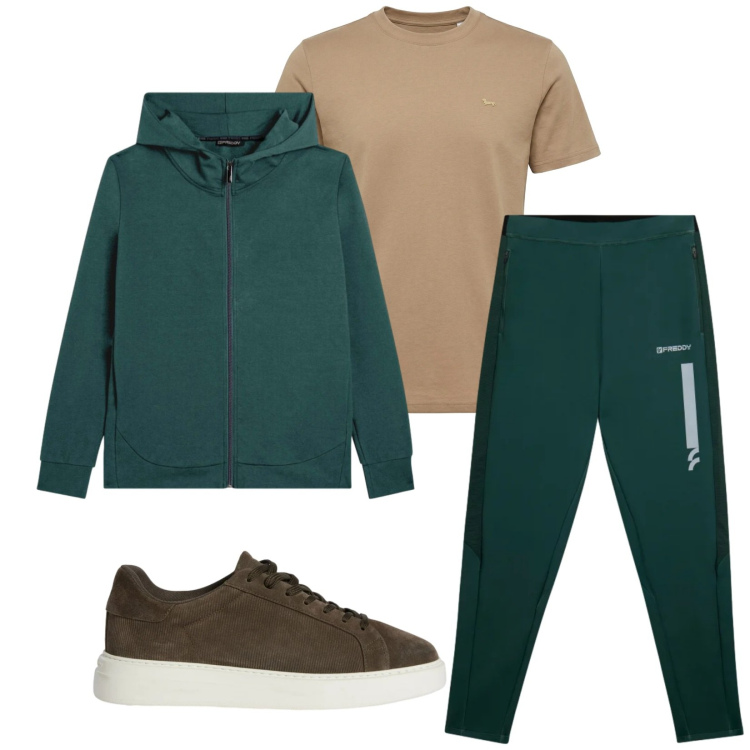 Outfit uomo - Total look #2349224. Stile Urban per Sport. Abbinamento con sneakers, t-shirt, pantaloni, felpe con cappuccio.