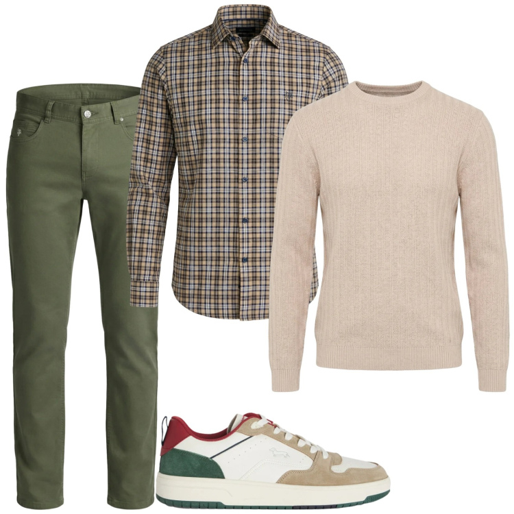 Outfit uomo - Total look #2349250. Stile Casual per Tutti i giorni. Abbinamento con camicie, sneakers, pullovers, pantaloni.
