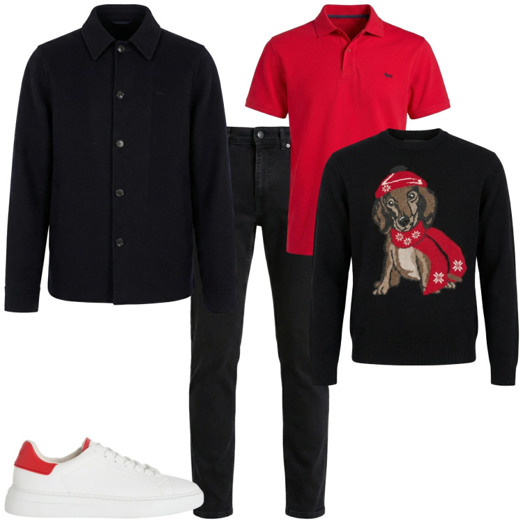 Outfit uomo - Trendy serata speciale tempo libero. Stile Trendy per Serata speciale. Abbinamento con cappotti, jeans, pullovers, sneakers, polo.