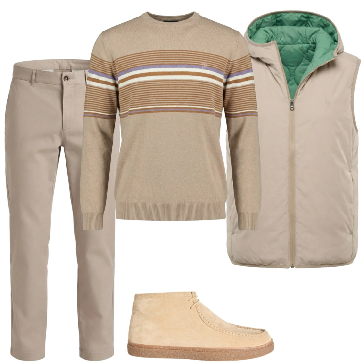 Outfit uomo - Total look #2349258. Stile Casual per Tutti i giorni. Abbinamento con pantaloni cargo, maglieria, stivali e stivaletti, piumini.