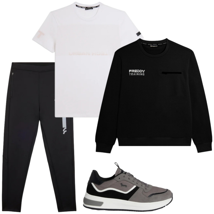 Outfit uomo - Sport. Stile Casual per Sport. Abbinamento con sneakers, pantaloni, t-shirt, felpe.