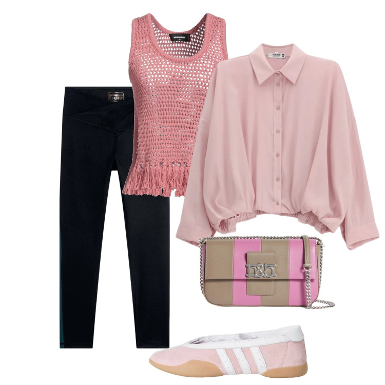 Outfit donna - Febbraio. Stile Bon Ton per Tutti i giorni. Abbinamento con ballerine, top, borse a spalla, camicie, leggings.
