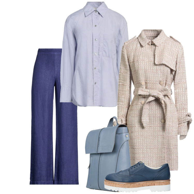 Outfit donna - Febbraio. Stile Bon Ton per Tutti i giorni. Abbinamento con scarpe stringate, pantaloni, zaini, camicie, cappotti.