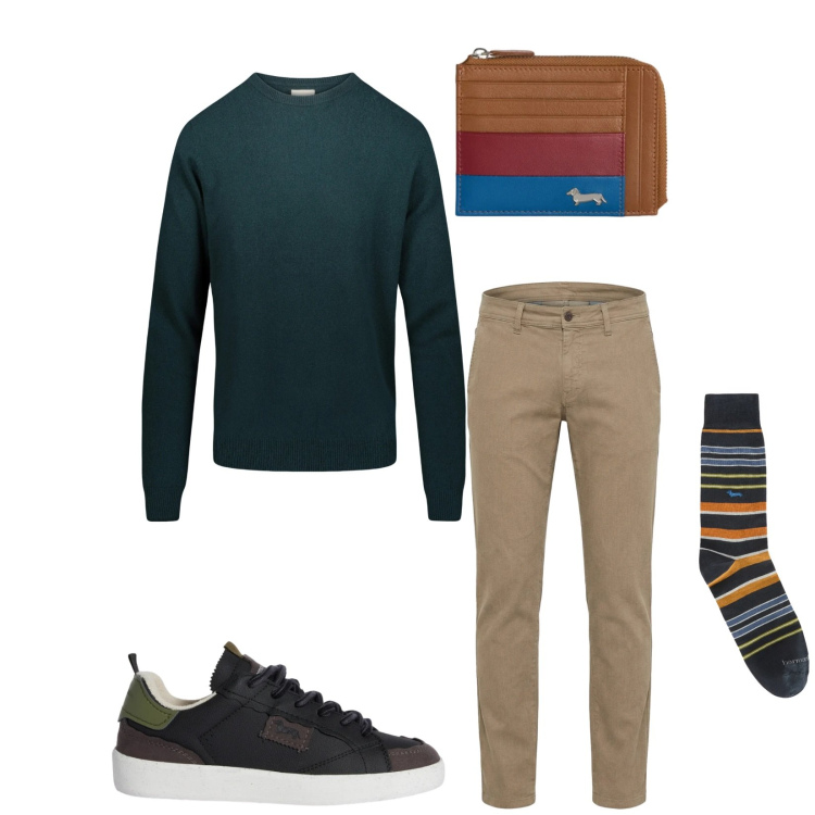 Outfit uomo - Total look #2349275. Stile Trendy per Tutti i giorni. Abbinamento con sneakers, portamonete, pantaloni, calzini, maglieria.